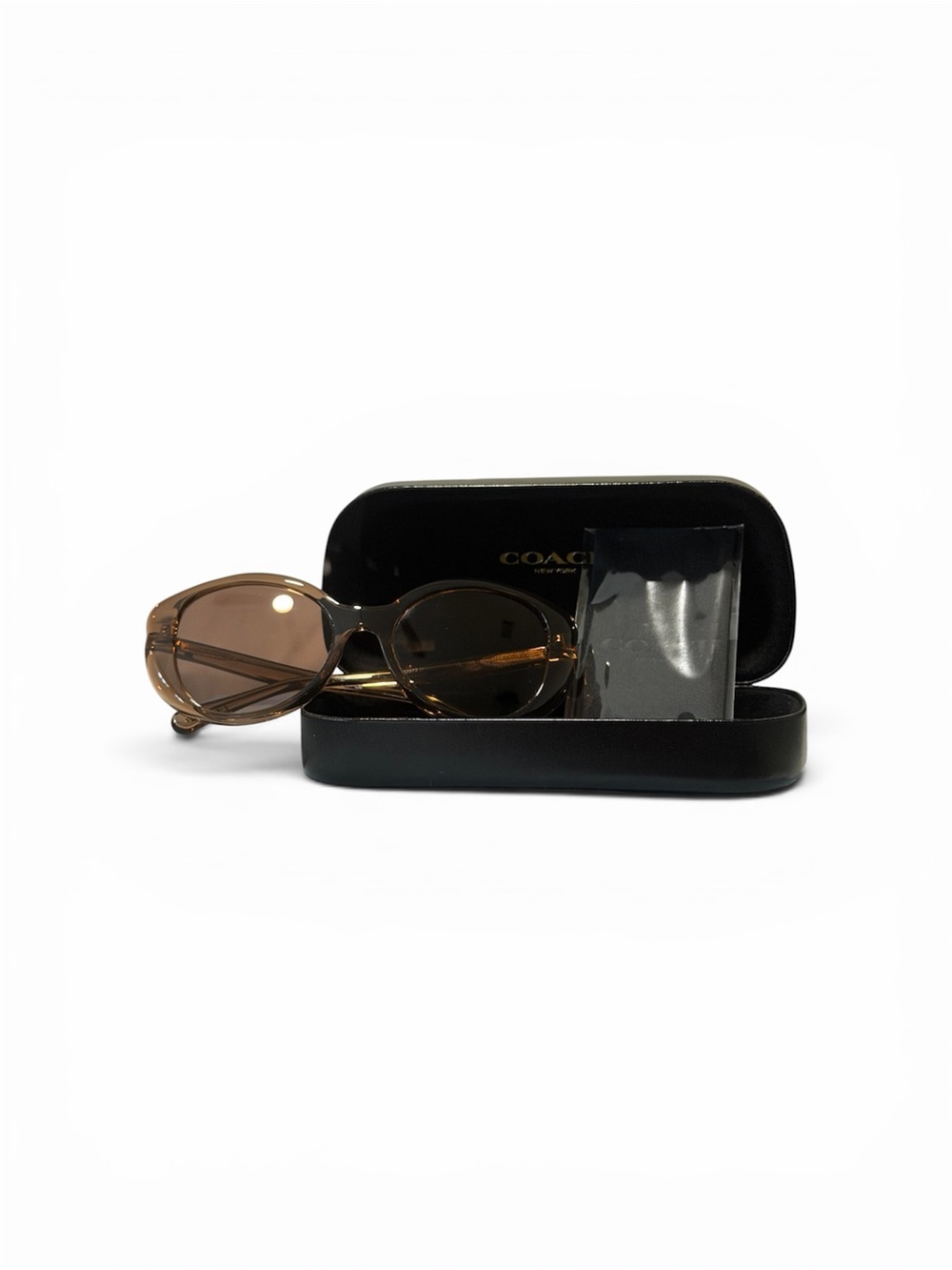 Coach Translucent Brown Round Sunglasses with Black Case
